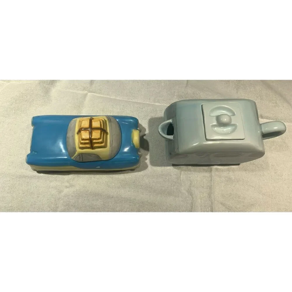 Vintage MCM Fitz & Floyd OCI American Roadside Camper & Car Creamer & Sugar Bowl